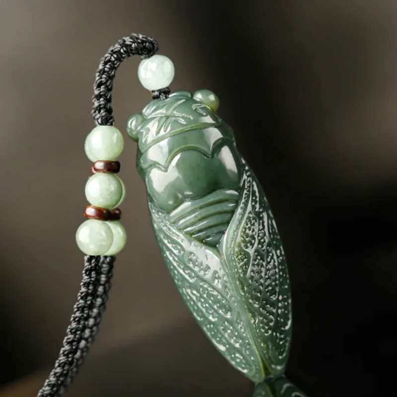 Men Accessories For Hand - Natural Hetian Jade Cicada Pendant Beads