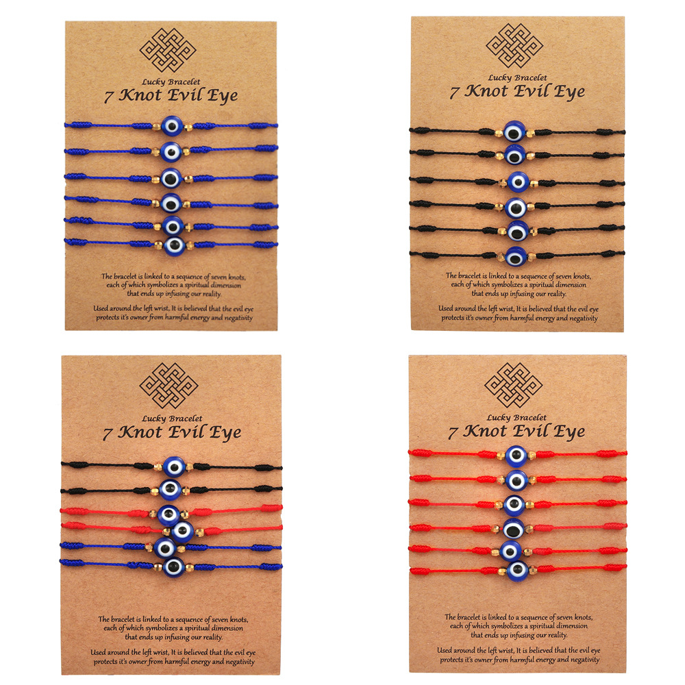 6Pcs Blue Evil Eye Bracelets S - مراجعة Men Accessories Evil Eye وسعره