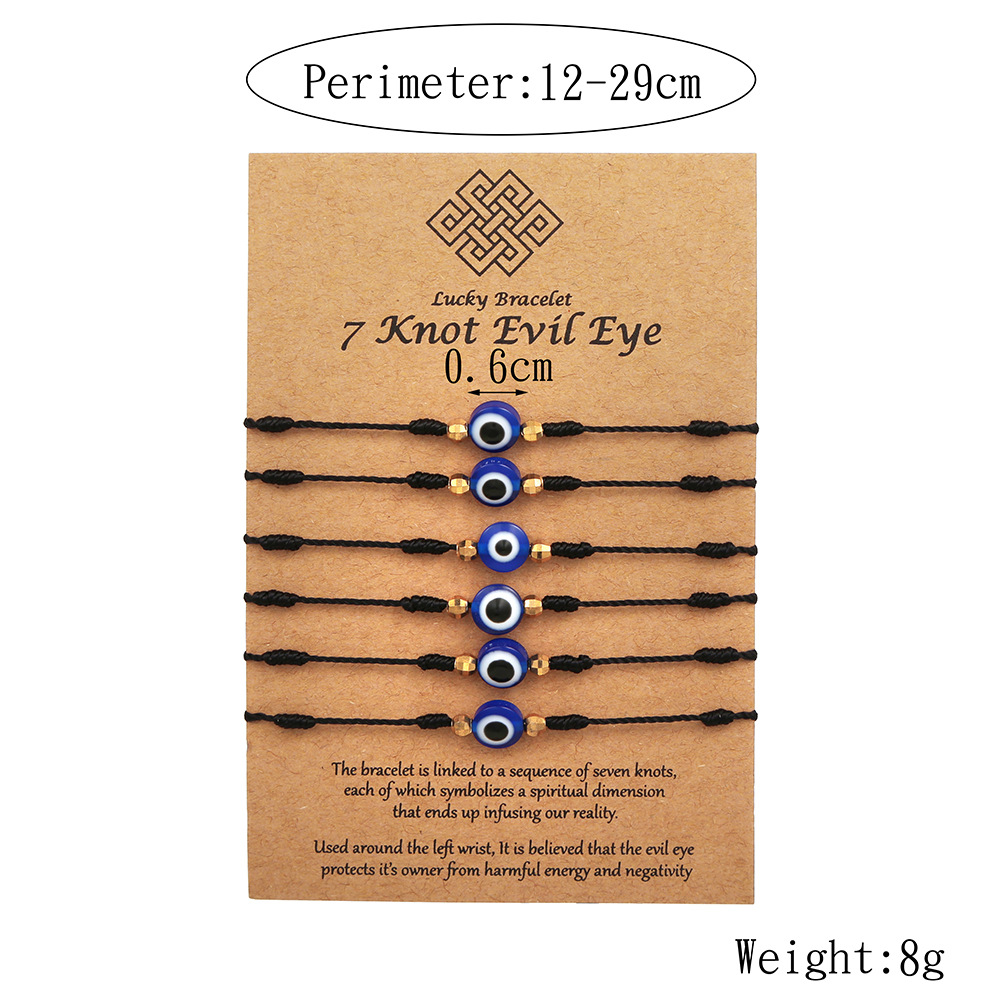 6Pcs Blue Evil Eye Bracelets S - مراجعة Men Accessories Evil Eye وسعره