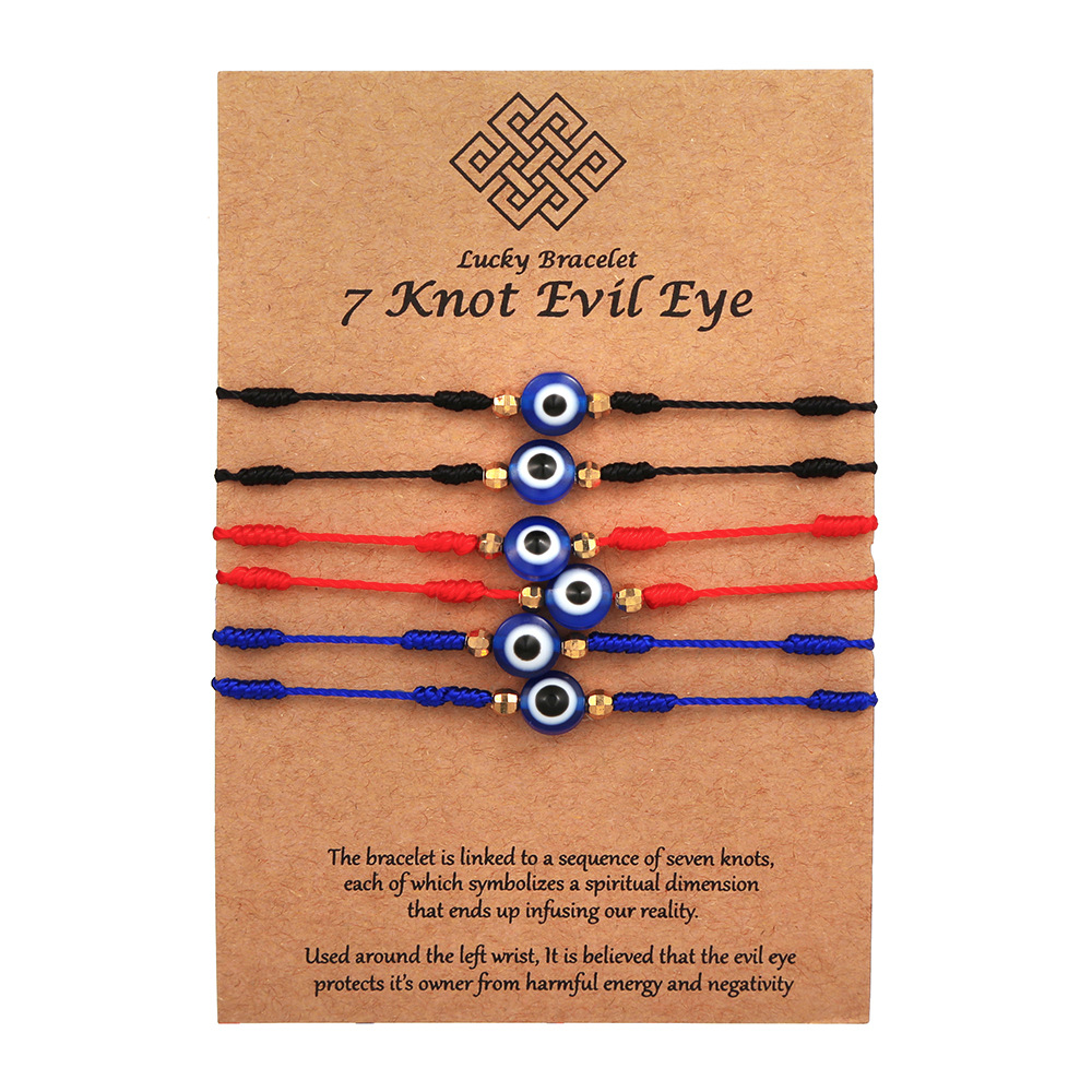 6Pcs Blue Evil Eye Bracelets S - مراجعة Men Accessories Evil Eye وسعره