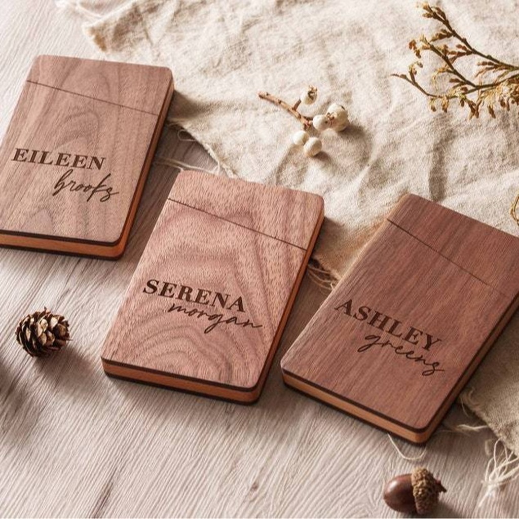 Business Card Holder Wooden Of - مراجعة Men'S Accessories Case وسعره